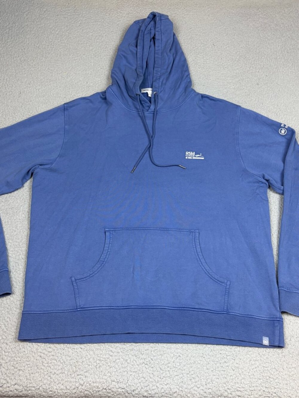 Peter Millar Hoodie Mens Size XL Blue Stretch Performance Golf Pocket Drawstring